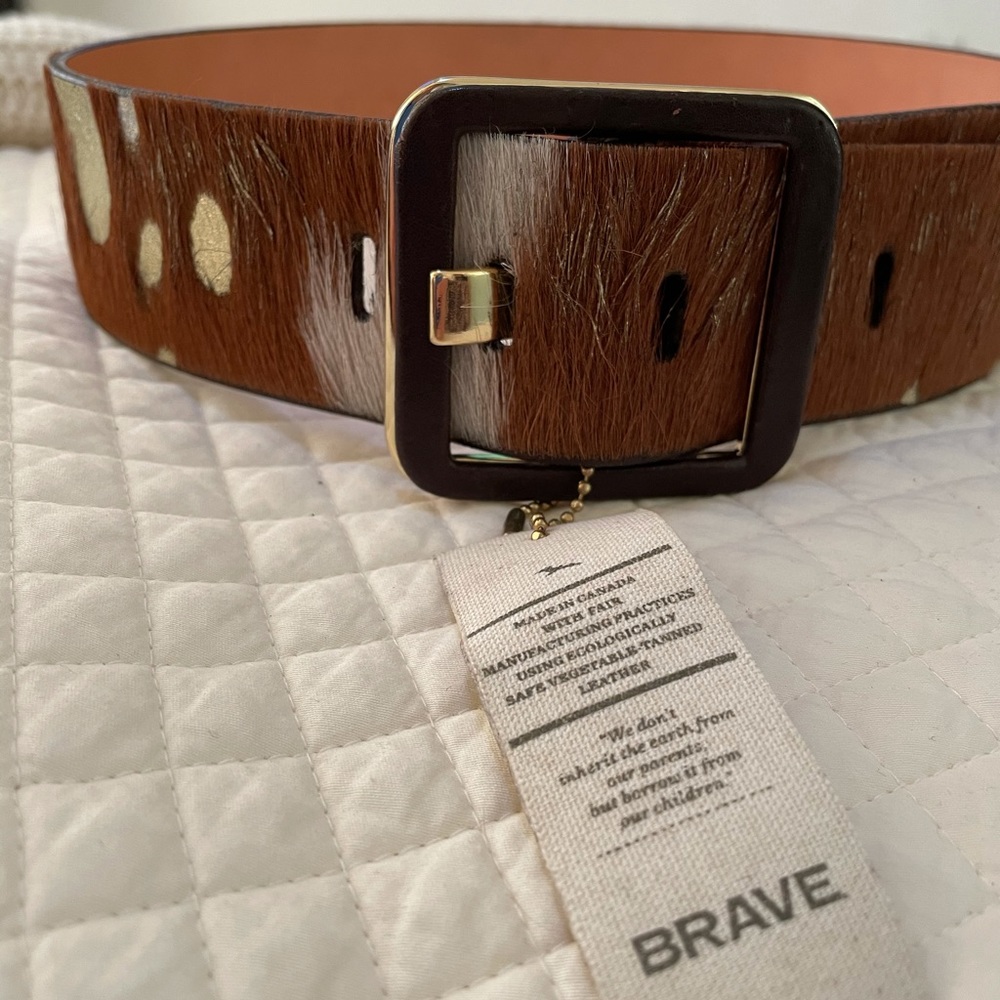 BRAVE leather gold cowhide belt